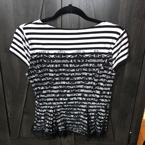 ELLE lace Black and white peplum top SMALL NWOT - Picture 4 of 4